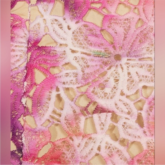 Badgley Mischka Strapless Floral Midi Dress in Pink, Blue, Yellow - Picture 3 of 13